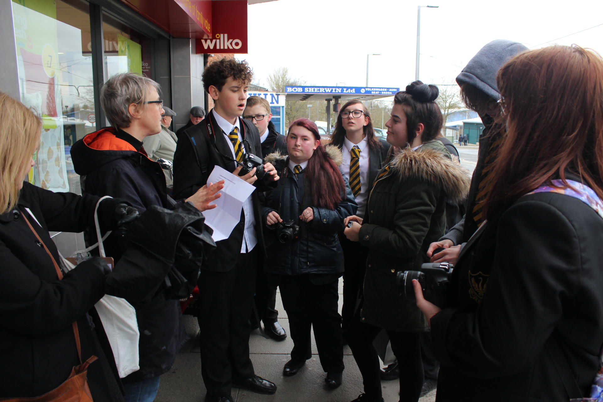 Katherine with group of students in Clifton, 2019